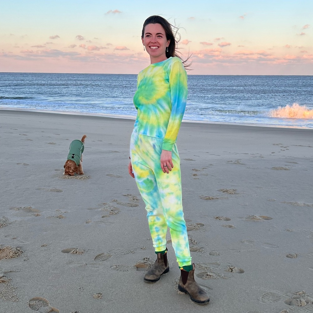 Waffle Knit Tie Dye Two Piece Set